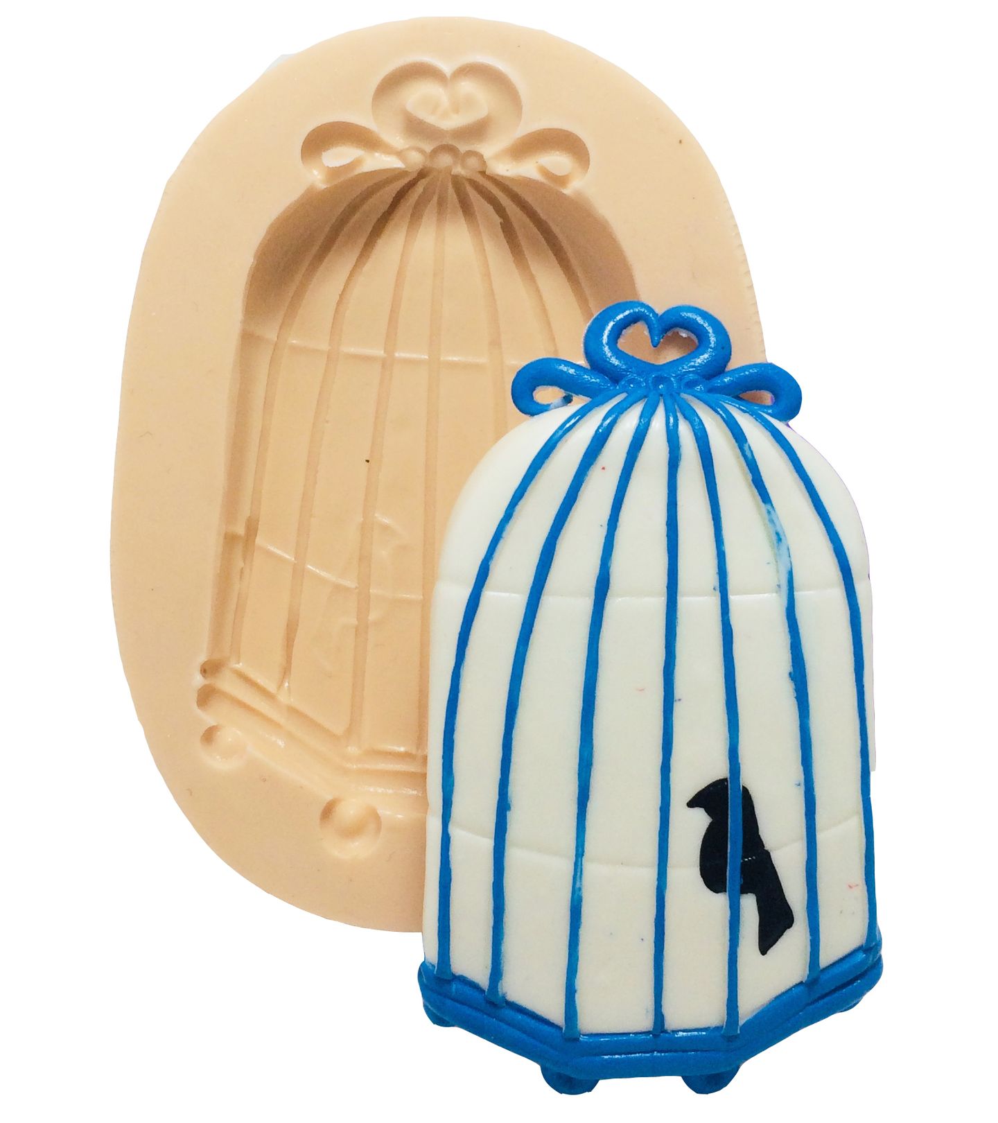 Jardim Encantado - Gaiola com Passaro - Grande - P376