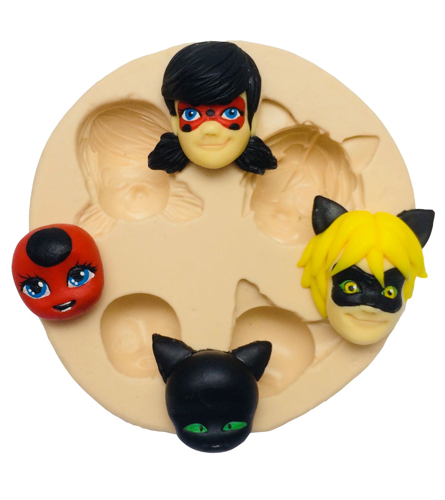 Ladybug - Rostos Marinette, Adrien, Tikki, Plagg - Grande