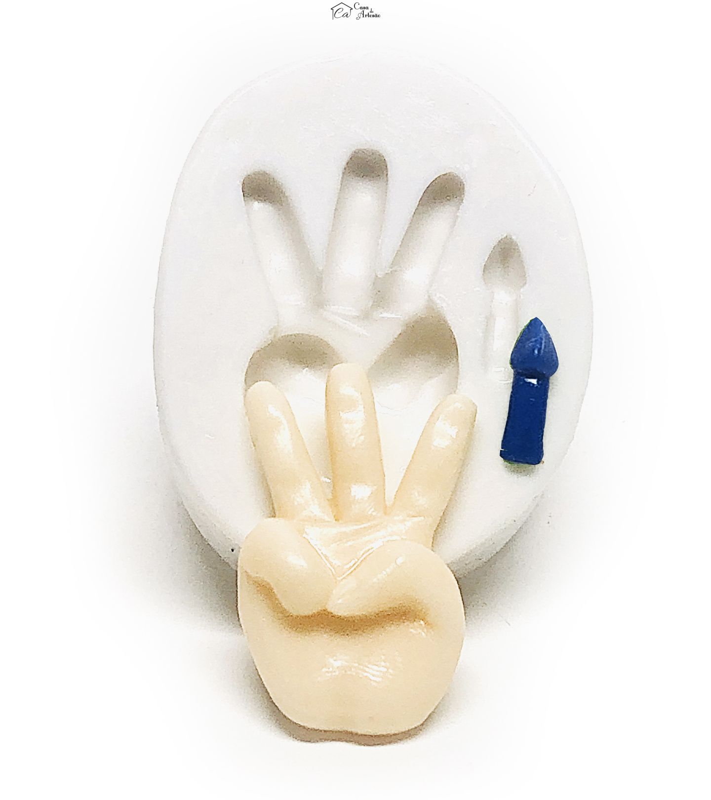 Molde de silicone - Alfabeto Libras - W - Pequeno - P1098