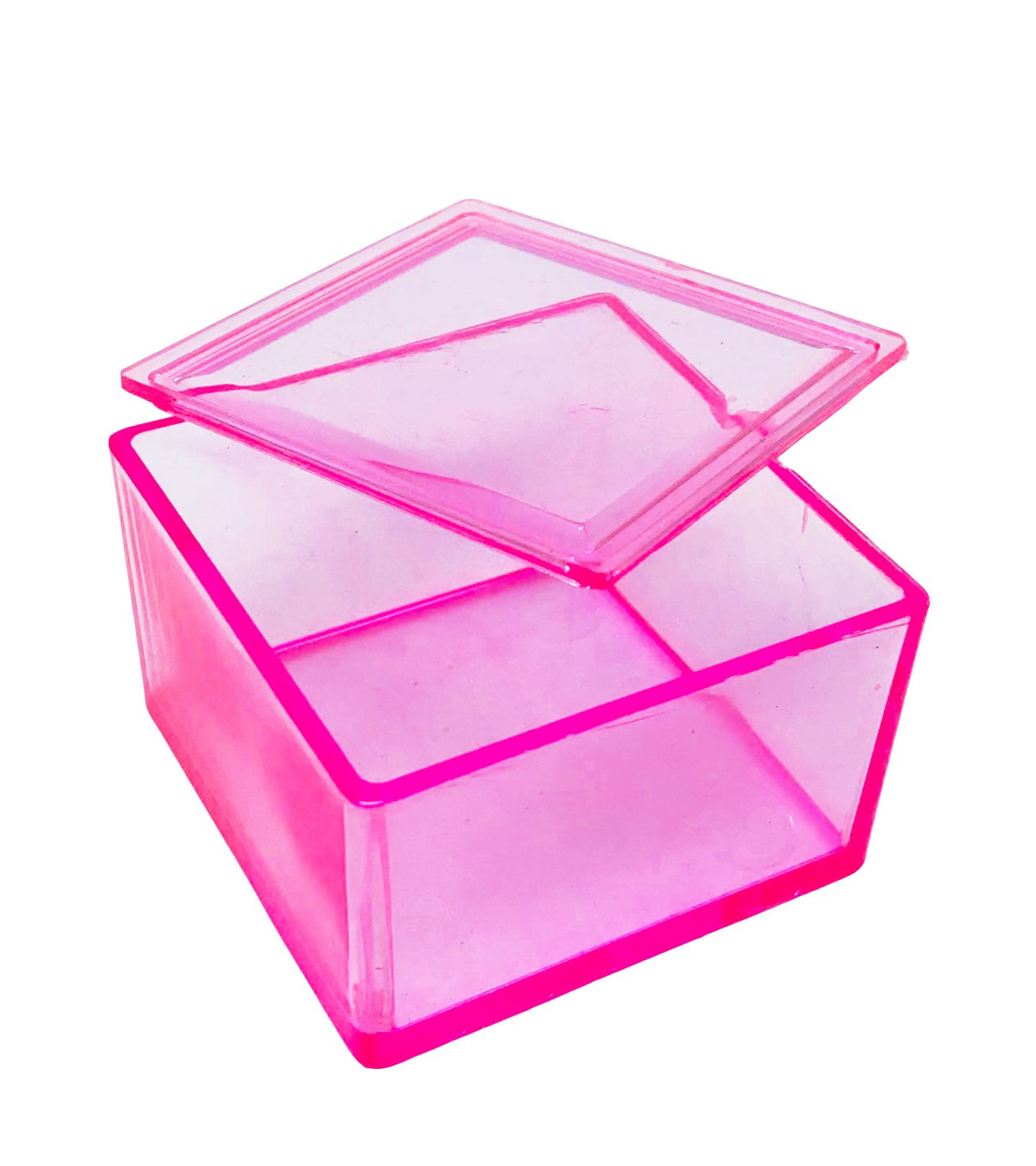 Caixa Acrilica c/ Tampa - 5 X 5 X 3 cm - Rosa