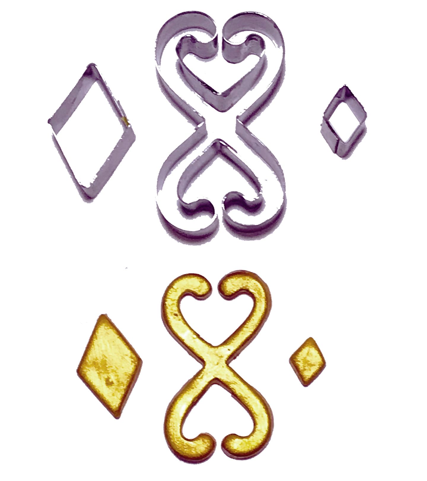 Cortador Aço - Decoração p/ Bolo - Coração/Losango