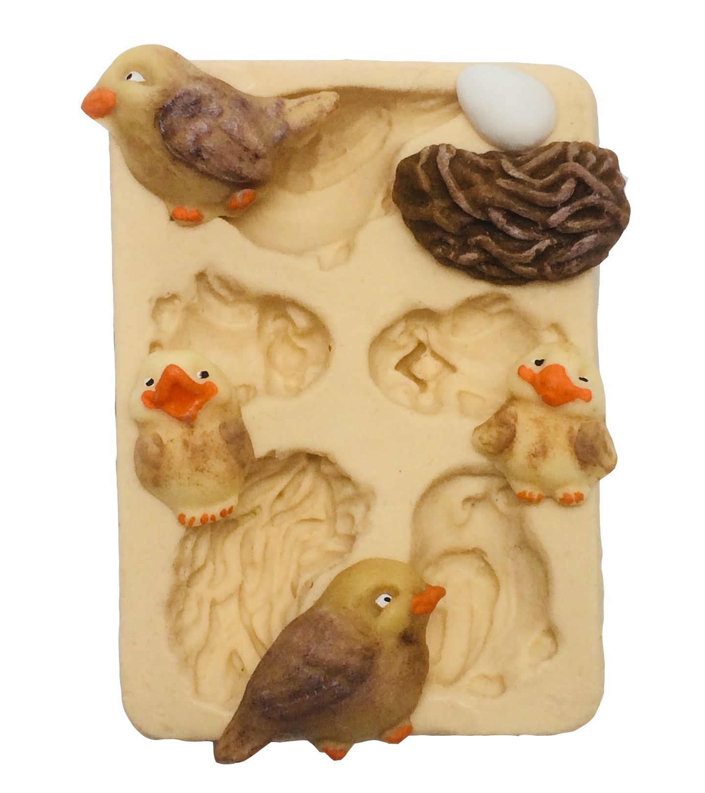 Passarinhos - Casal, Filhotes, Ninho e Ovo - P192