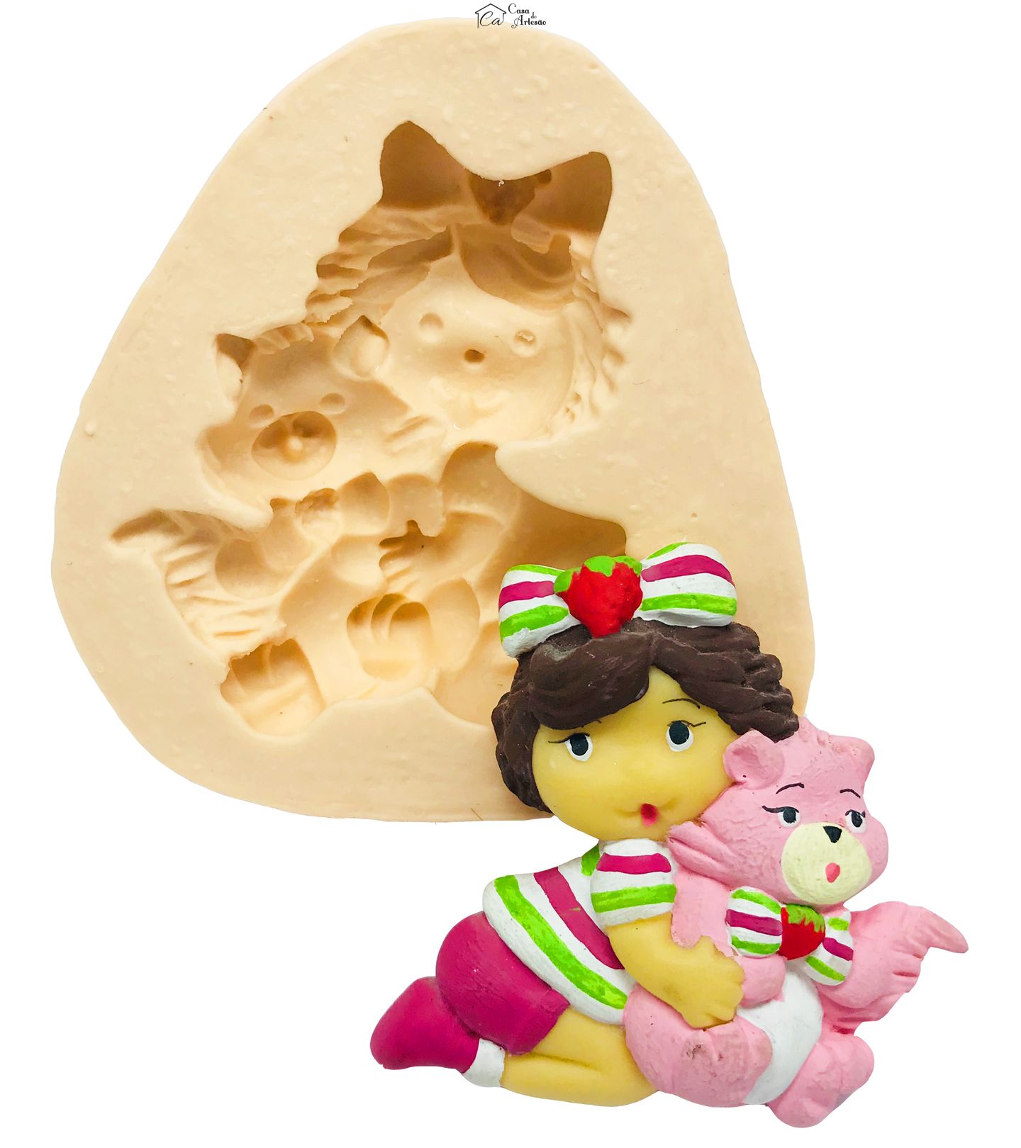 Molde de silicone - Moranguinho Baby com Gato - P30