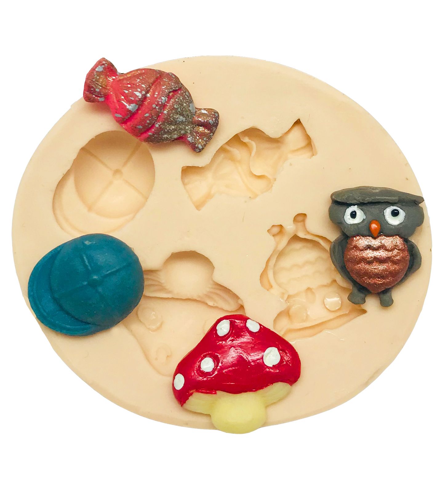 Kit Mini Cogumelo/Bala/Bone/Coruja