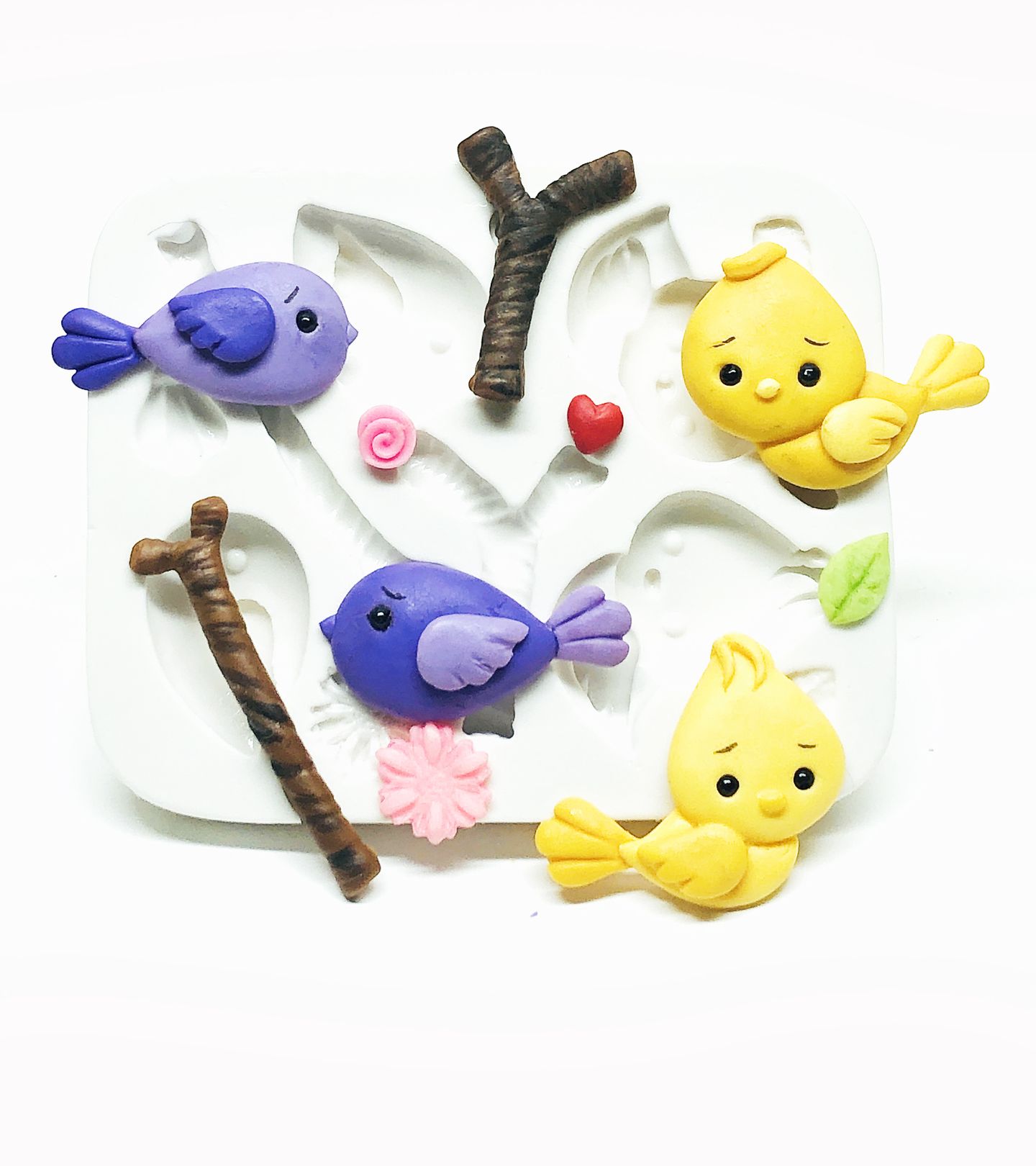 Molde de silicone - Passaros com Flores - P149/P1022