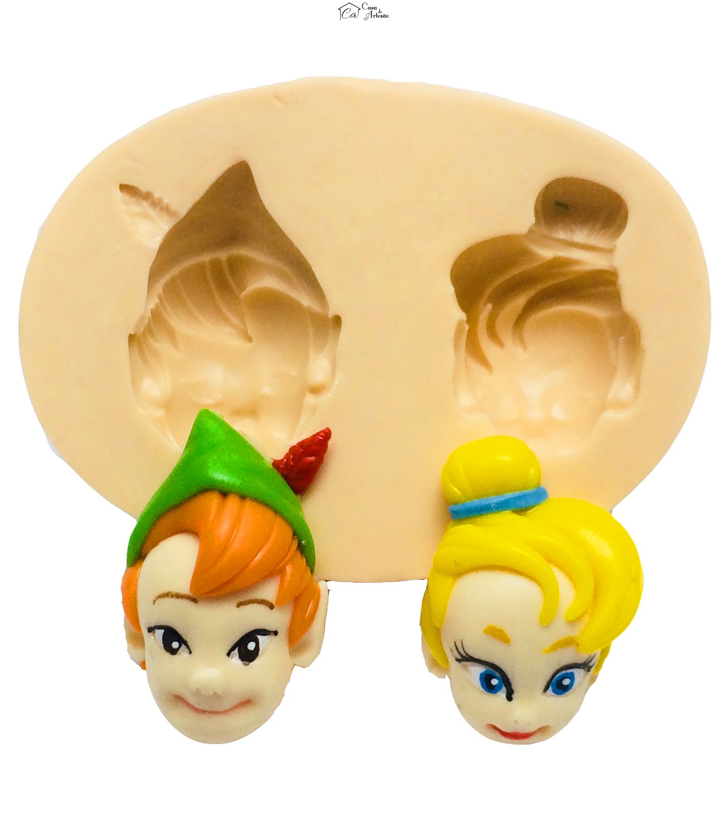 Molde de silicone - Peter Pan - Rosto Peter Pan e Sininho - Pequeno - P286