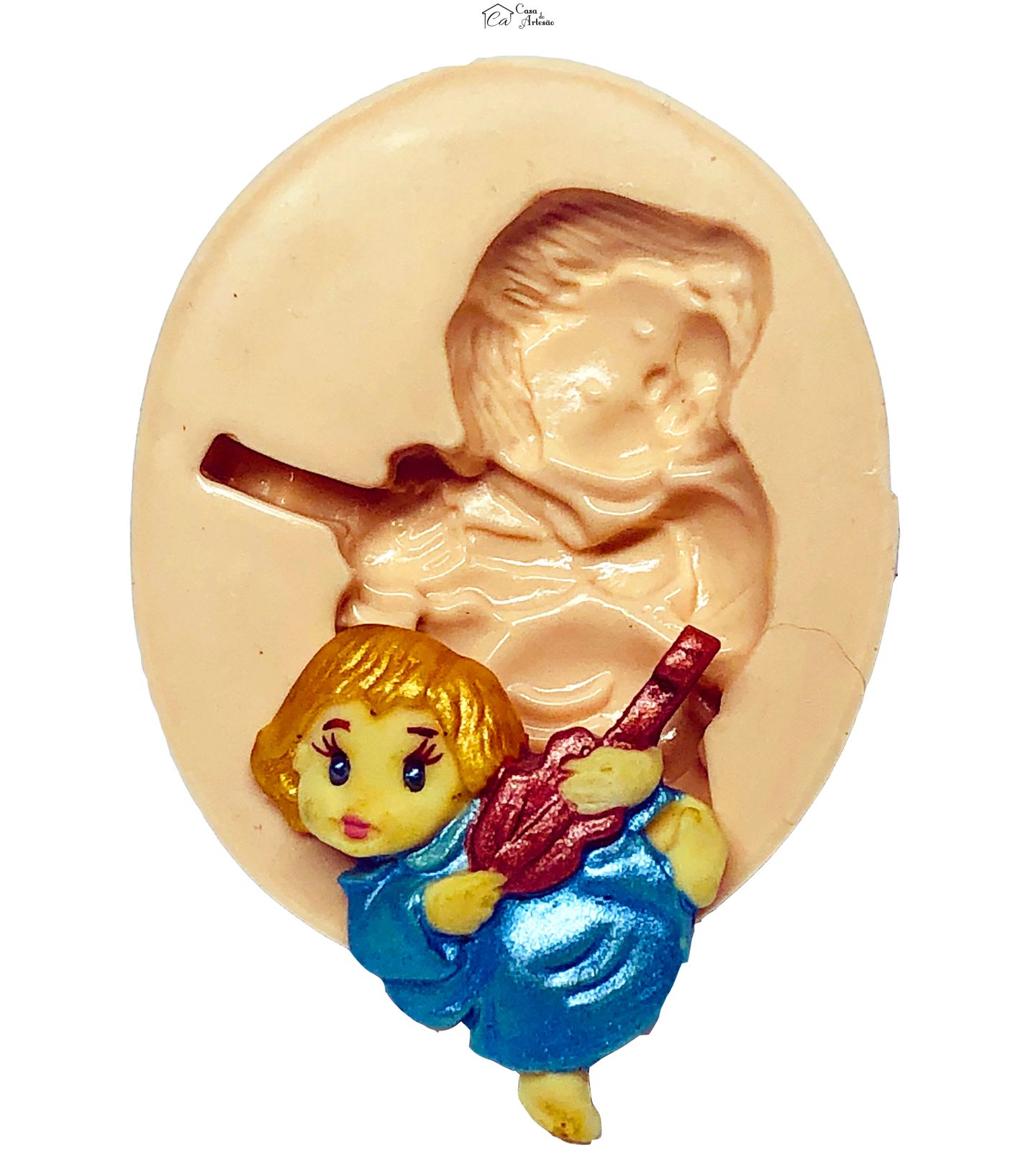 Molde de silicone - Anjo c/ Harpa Gd - P794