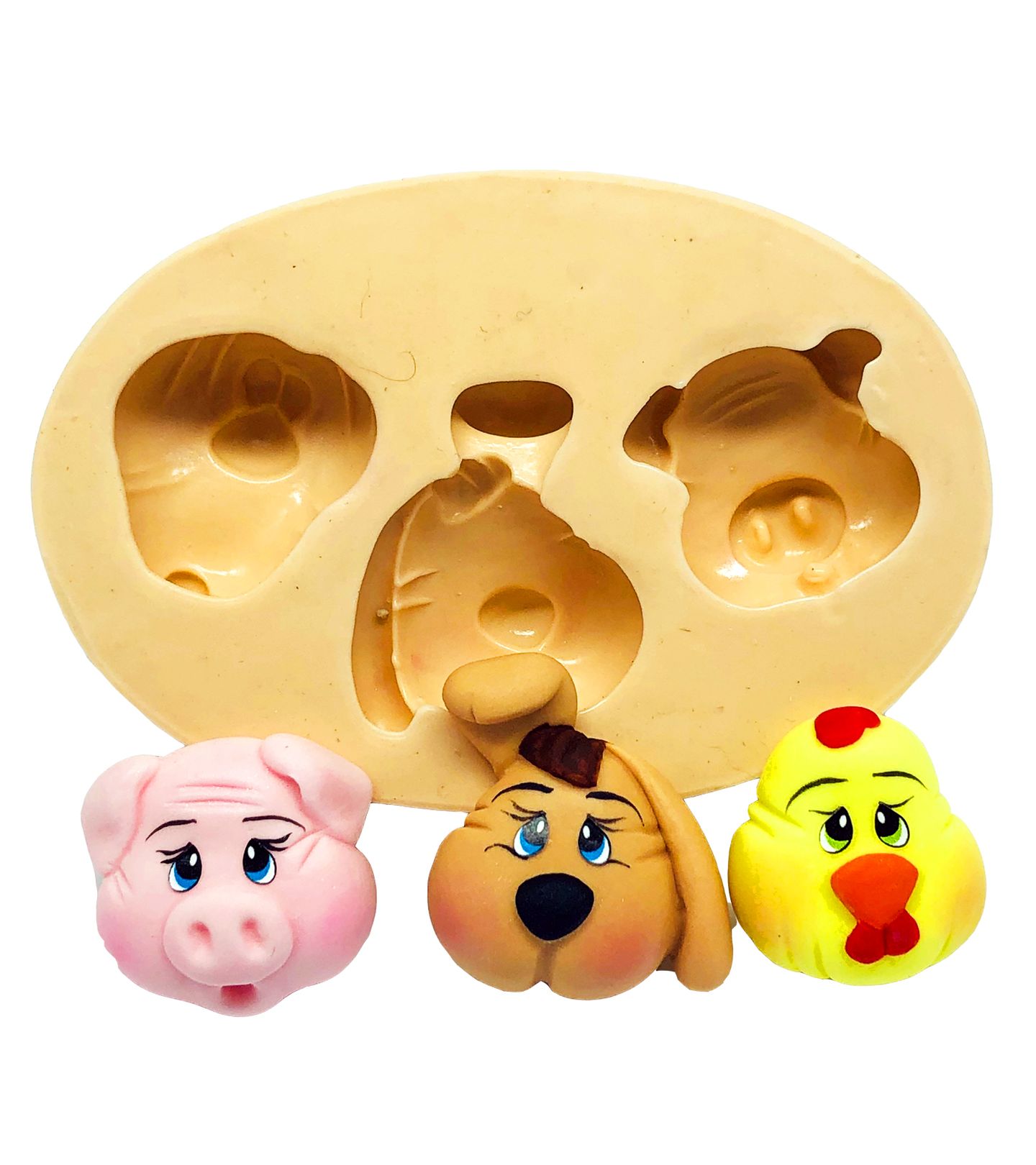 Fazendinha - Rosto Porco, Cachorro e Galinha - P762